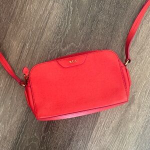 Lauren Ralph Lauren Red Crossbody Bag Gold Hardware 5.5x10 Quiet Luxury Classic